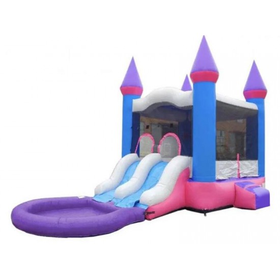 Pink and Purple Bounce House with Dual Lane Slide