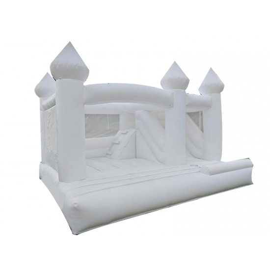 Inflatable White Bounce House with a slide